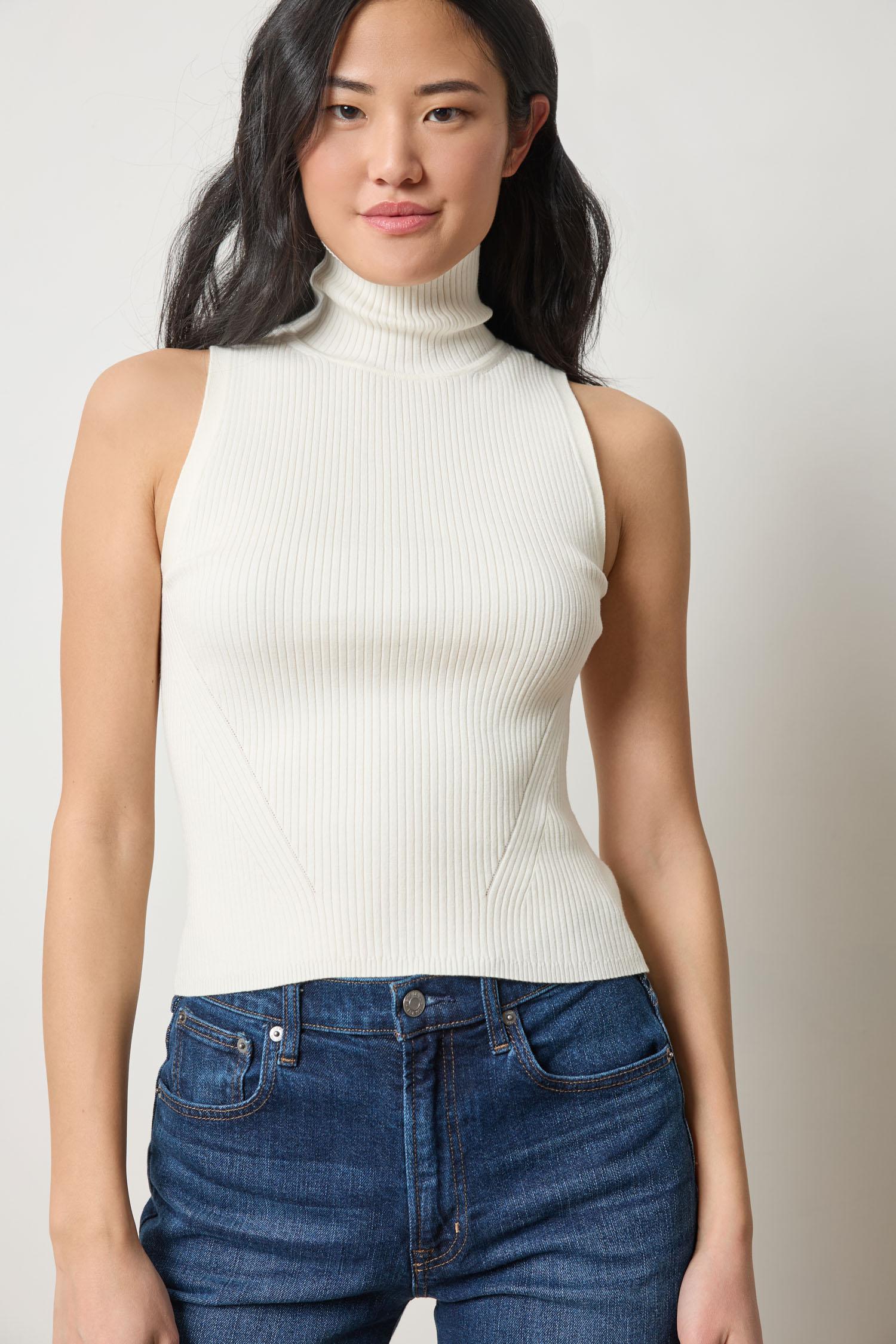 Rib Turtleneck Shell Sweater Cream