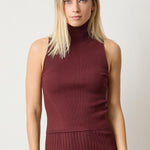 Rib Turtleneck Shell Sweater Dark Cherry