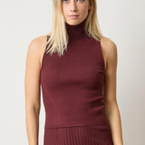 Rib Turtleneck Shell Sweater Dark Cherry