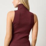 Rib Turtleneck Shell Sweater Dark Cherry