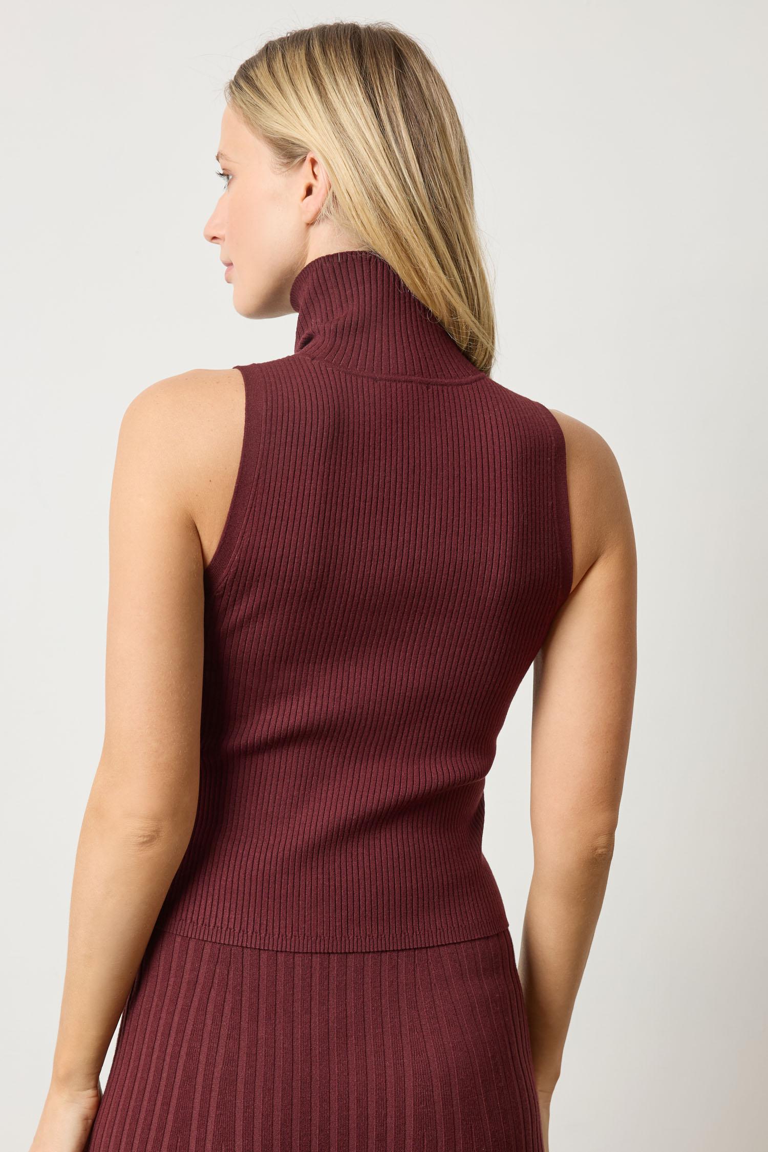 Rib Turtleneck Shell Sweater Dark Cherry