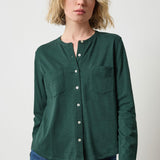 Mandarin Collar Button Down Spruce