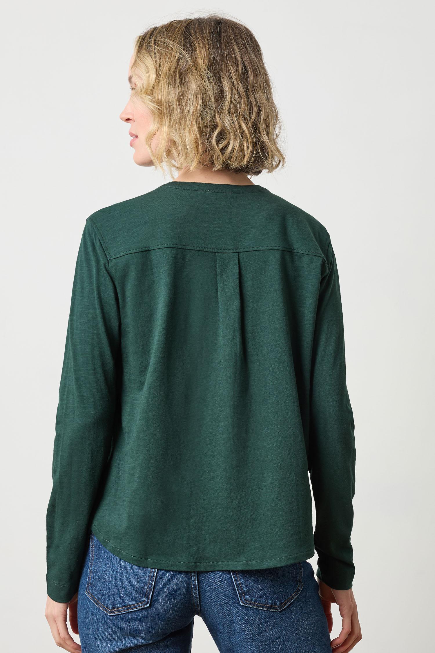Mandarin Collar Button Down Spruce