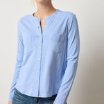 Mandarin Collar Button Down Wedgewood Blue