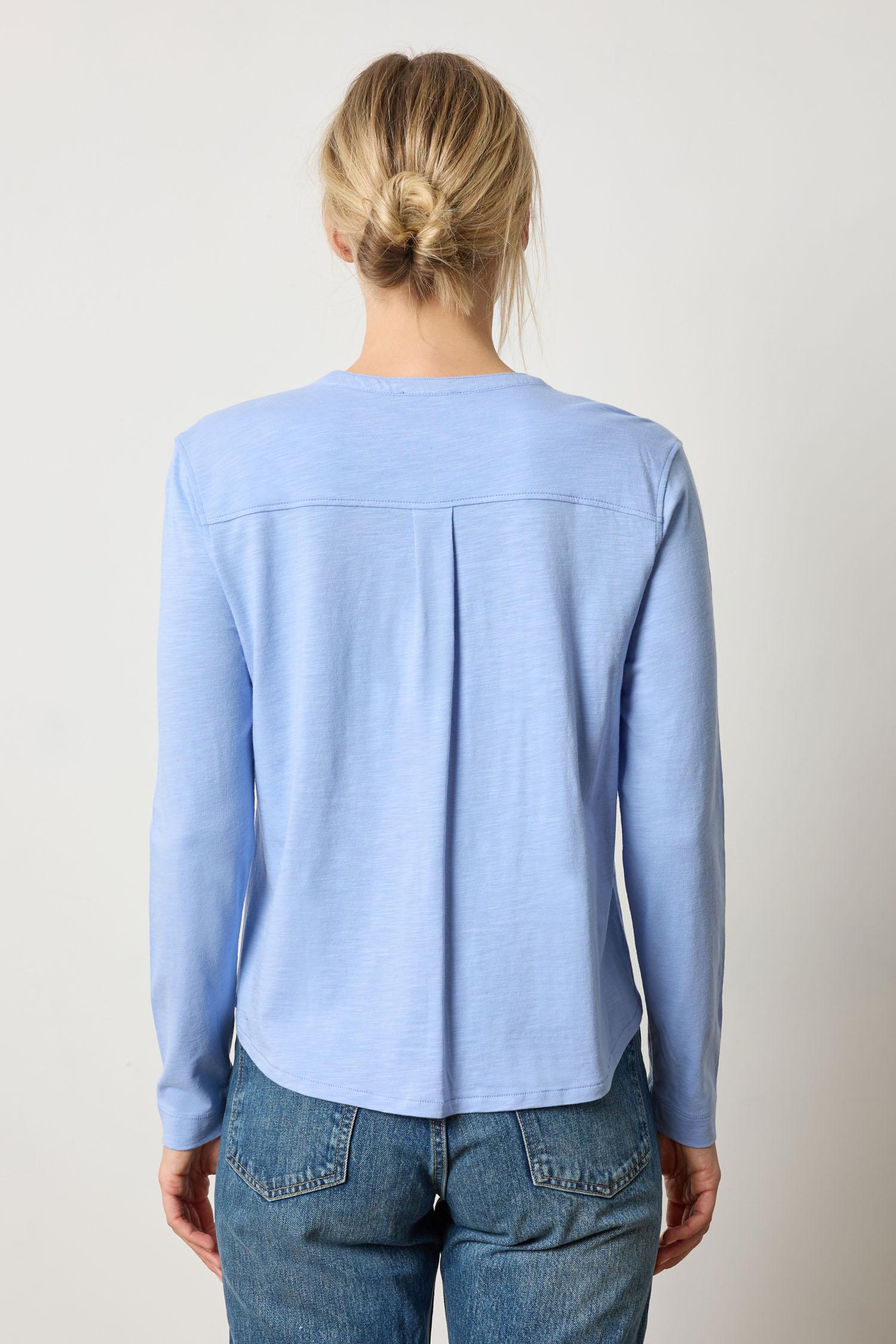 Mandarin Collar Button Down Wedgewood Blue