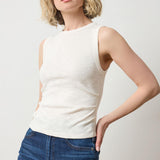 Rib Slub Side Pleat Tank Talc