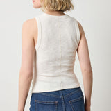 Rib Slub Side Pleat Tank Talc