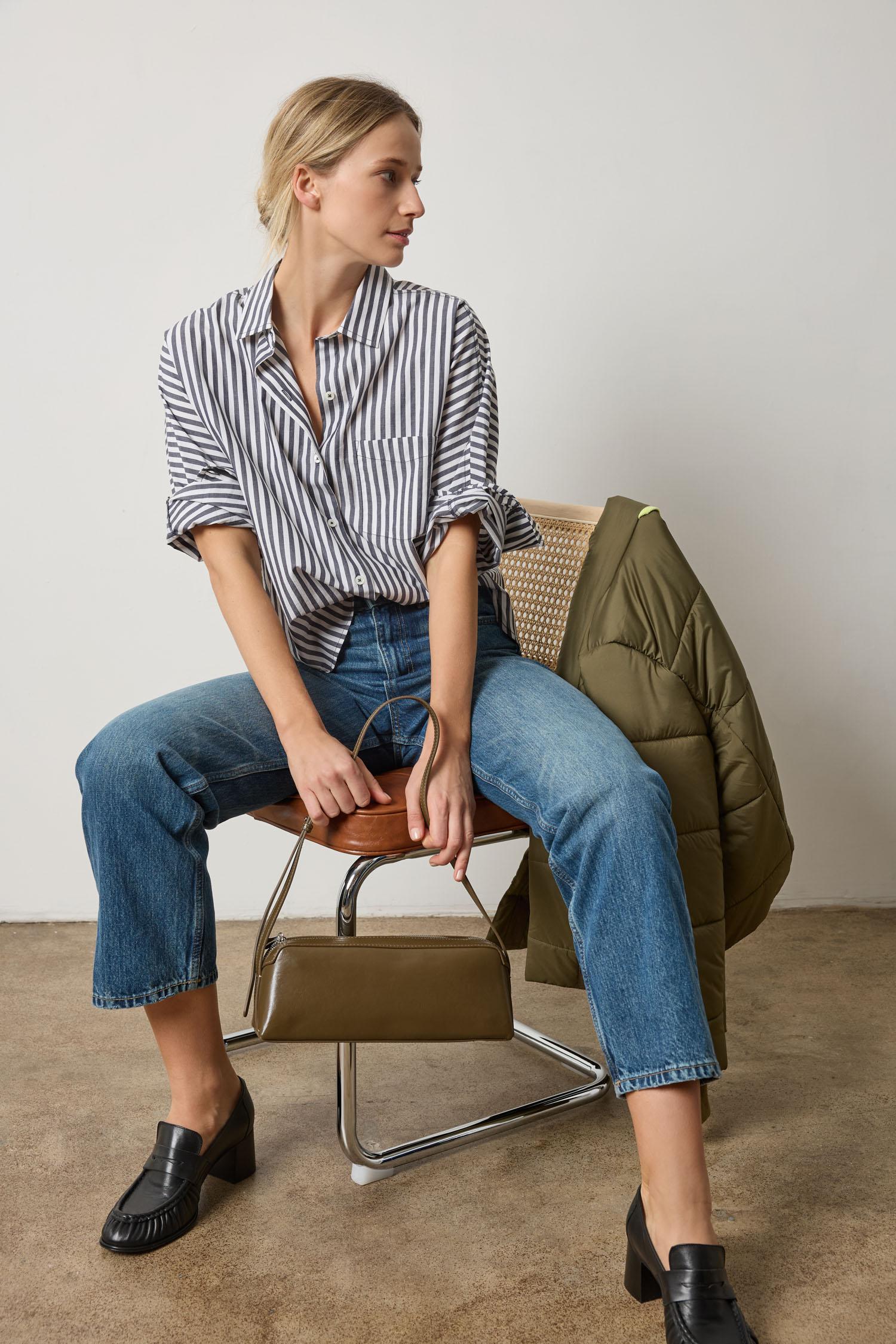Dolman Sleeve Button Down Shirt