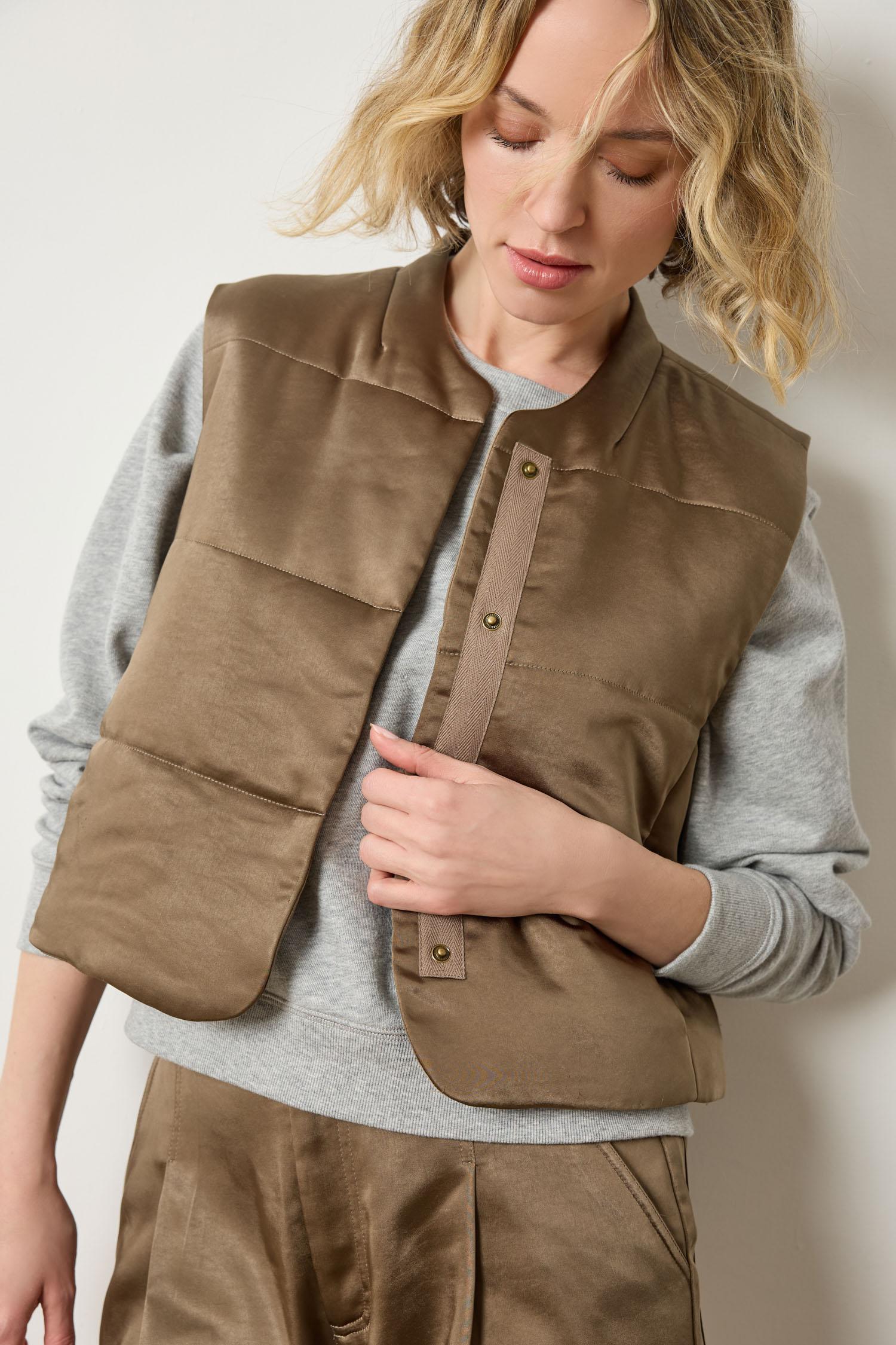 Satin Quilted Vest Parsley