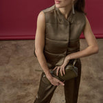 Satin Quilted Vest Parsley