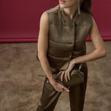 Satin Quilted Vest Parsley