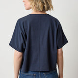 Short Sleeve V-Neck Dolman Navy