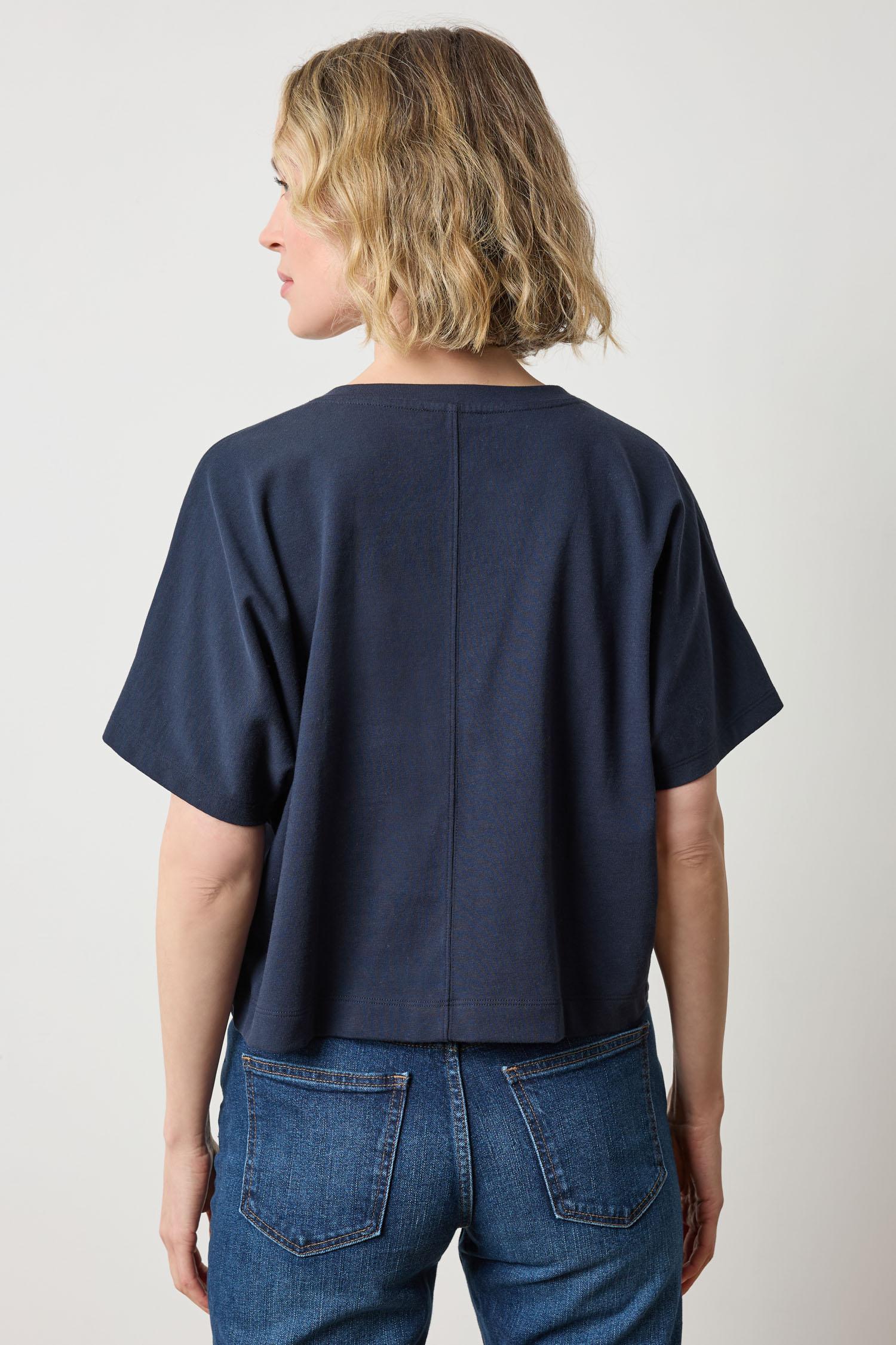 Short Sleeve V-Neck Dolman Navy