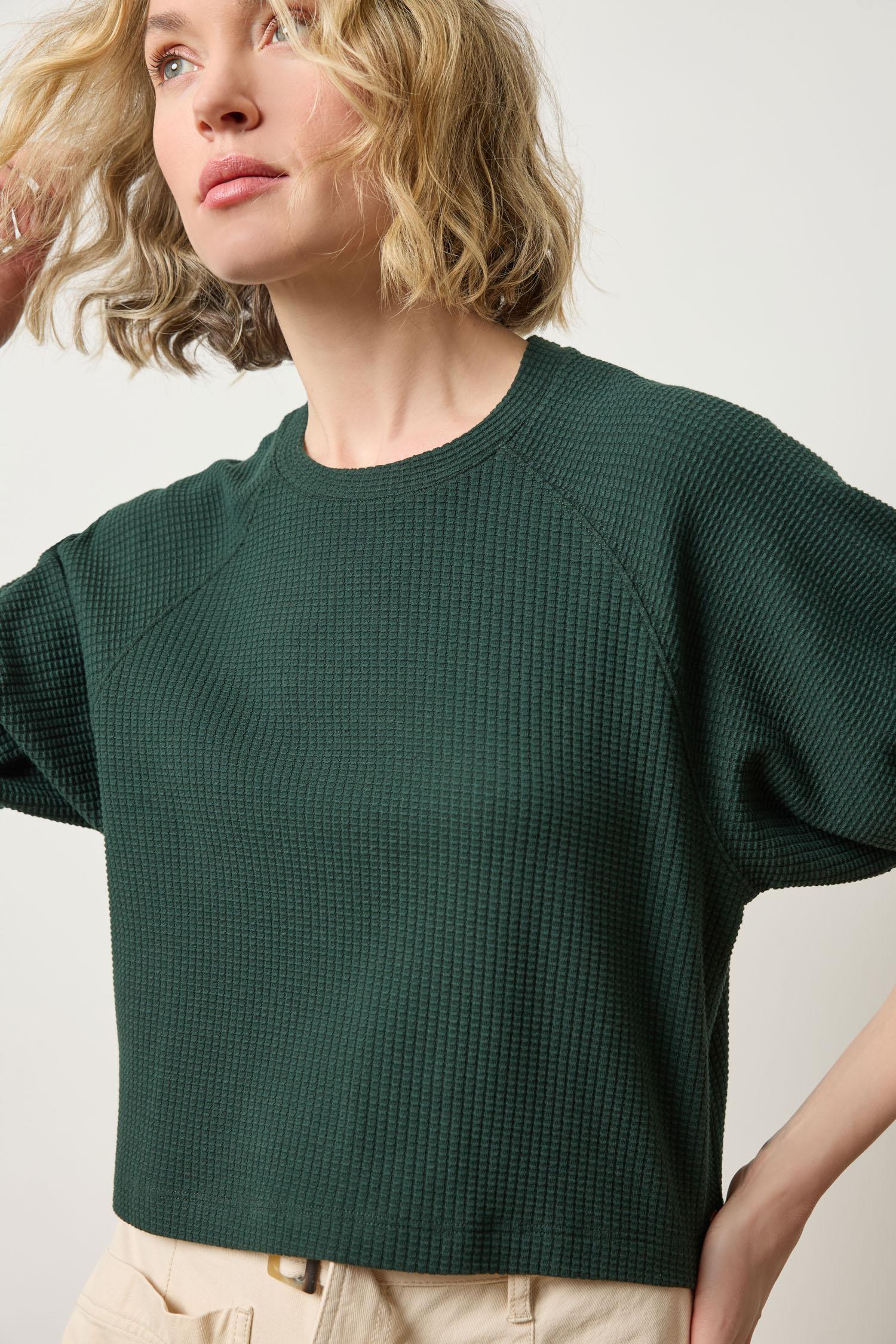 Pleated Sleeve Top Spruce