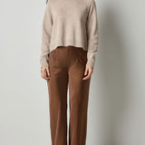 Pleat Black Raglan Sweater Wheat