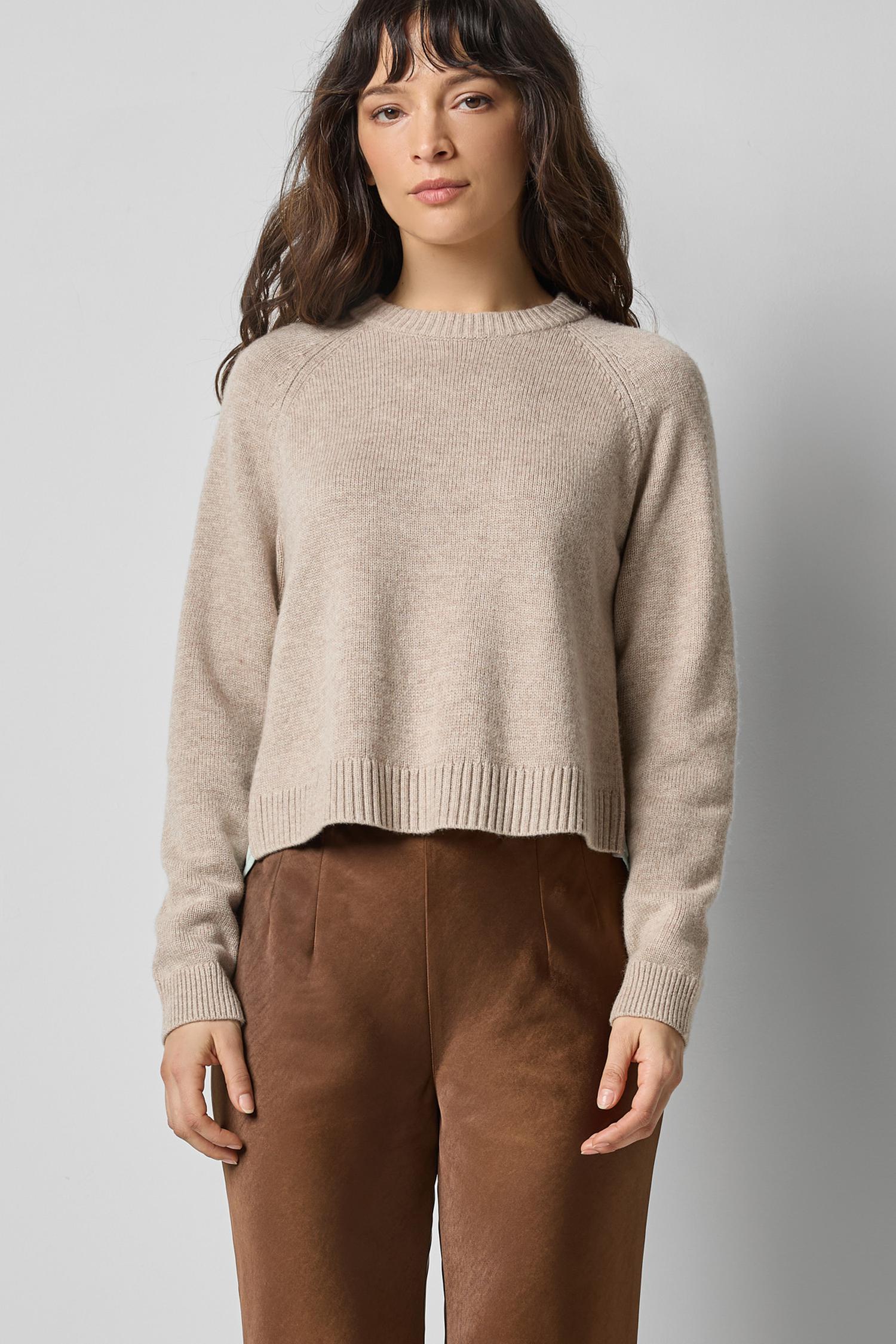 Pleat Black Raglan Sweater Wheat