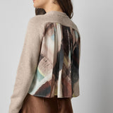 Pleat Black Raglan Sweater Wheat