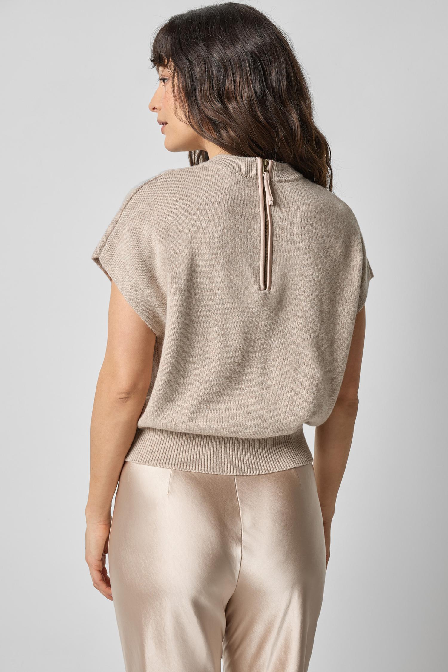 Banded Bottom Wedge Sweater Wheat