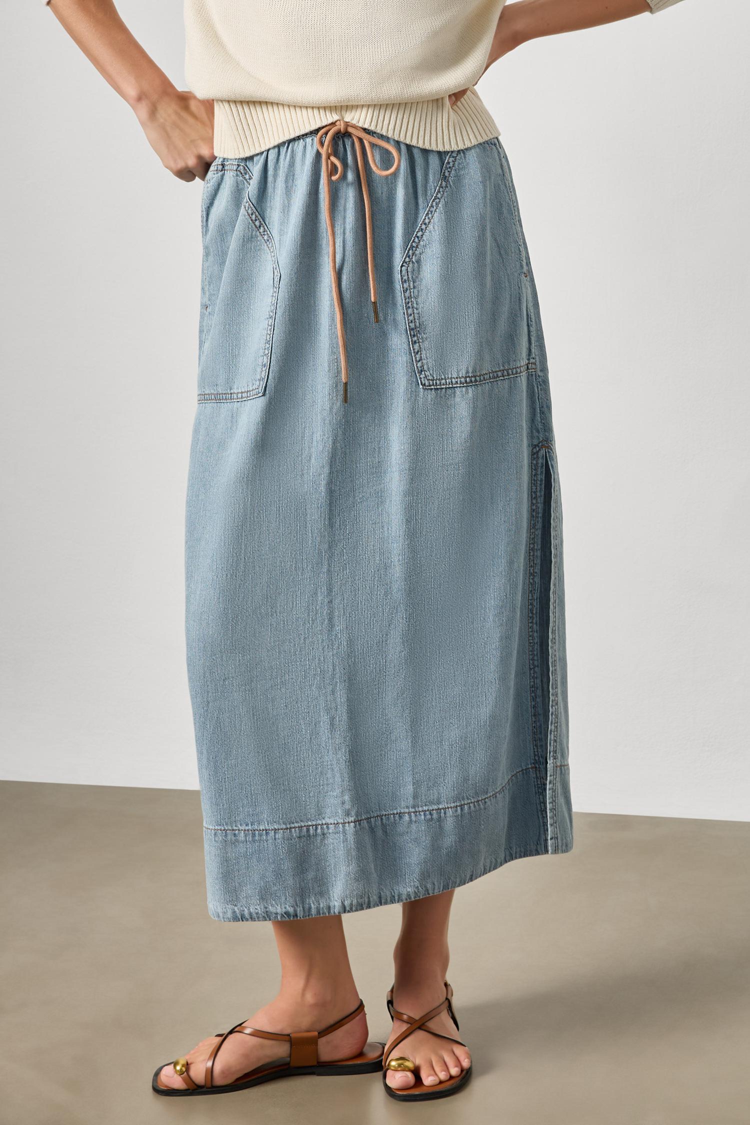 Denim Drawcord Skirt