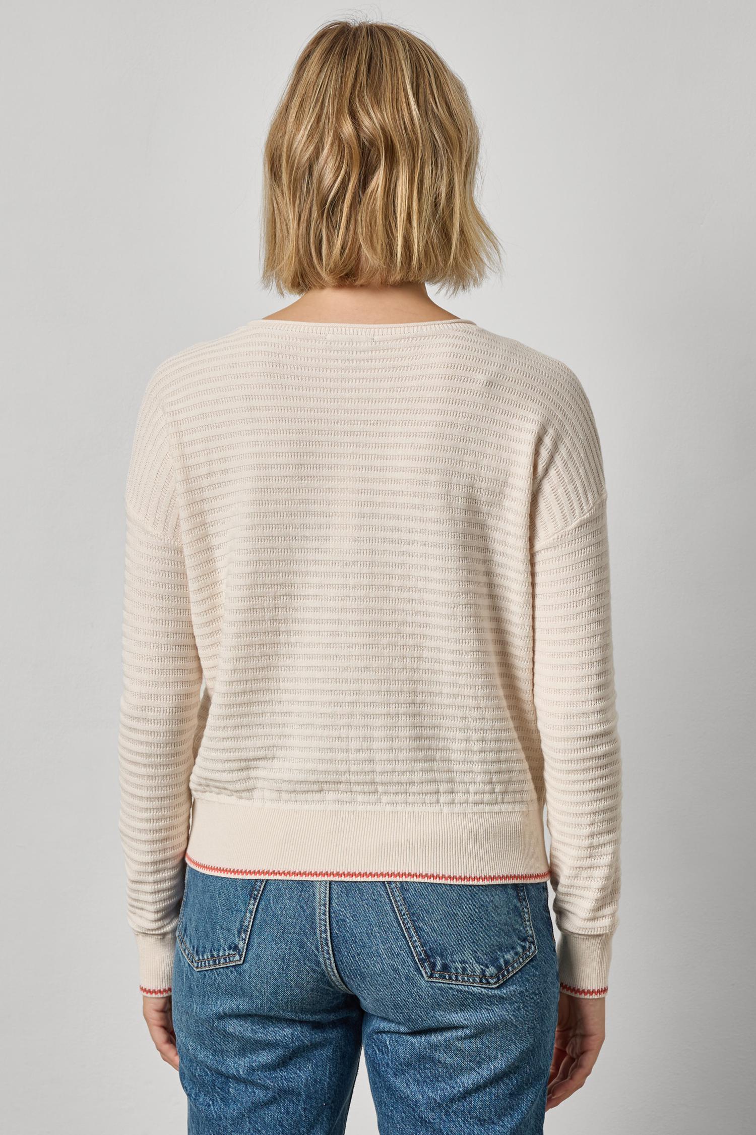 Tipped Hem Wide Neck Sweater Pearl
