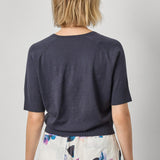 V-Neck Saddle Sleeve Sweater Navy