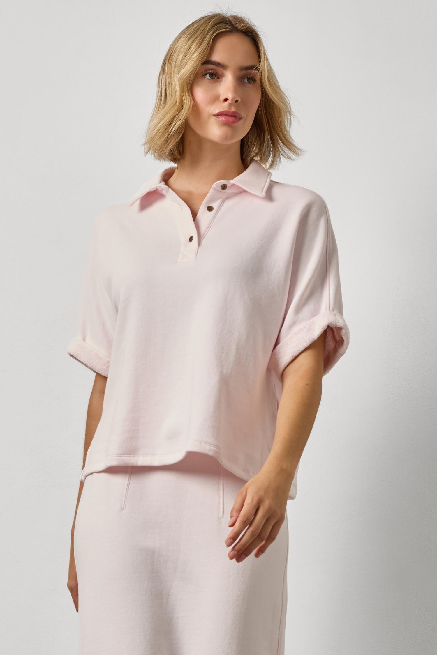 Oversized Terry Polo Rosewater