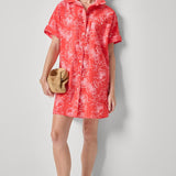 Lilla P Poplin Dolman Shirt Dress Zinnia Print