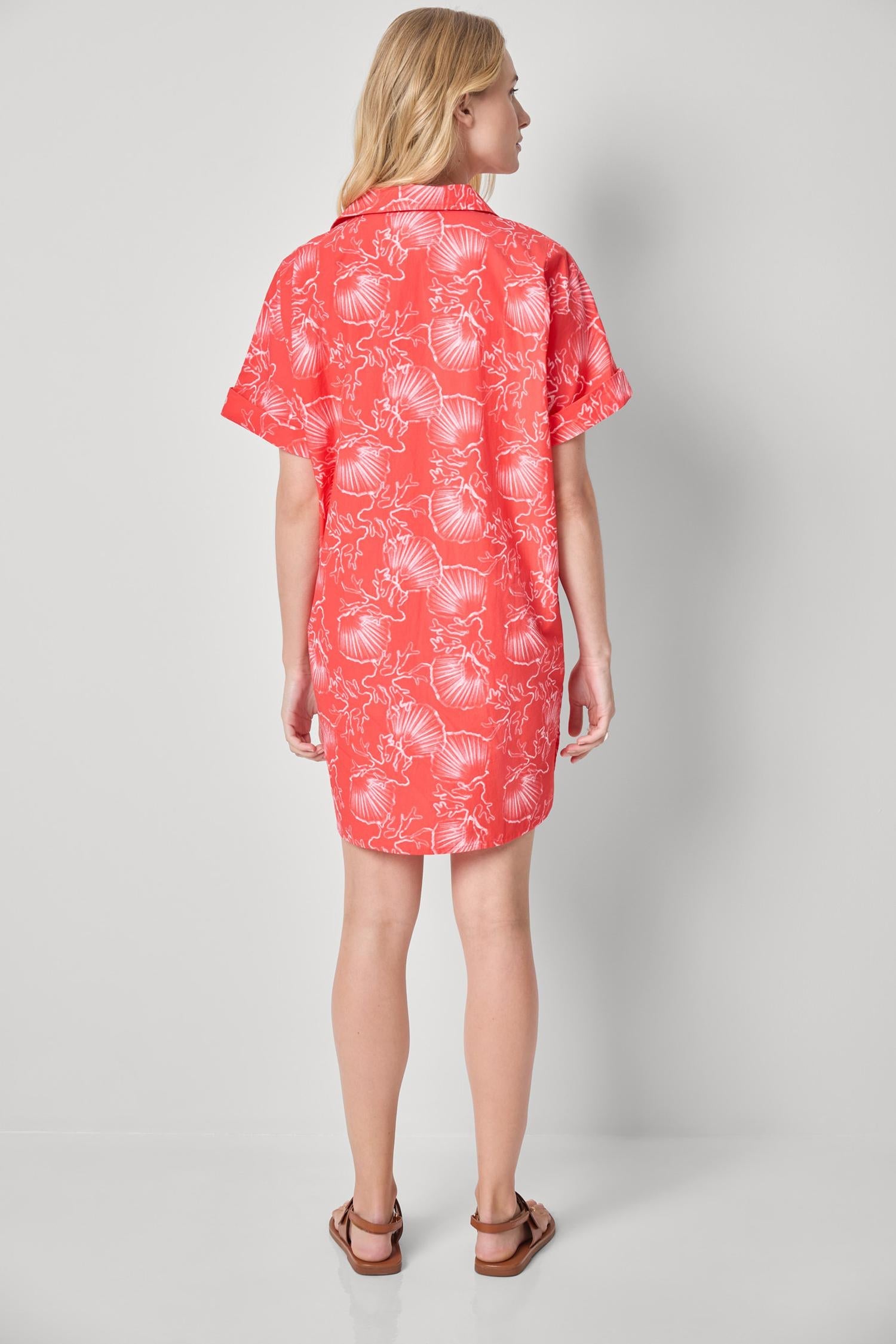 Lilla P Poplin Dolman Shirt Dress Zinnia Print