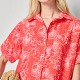 Lilla P Poplin Dolman Shirt Dress Zinnia Print
