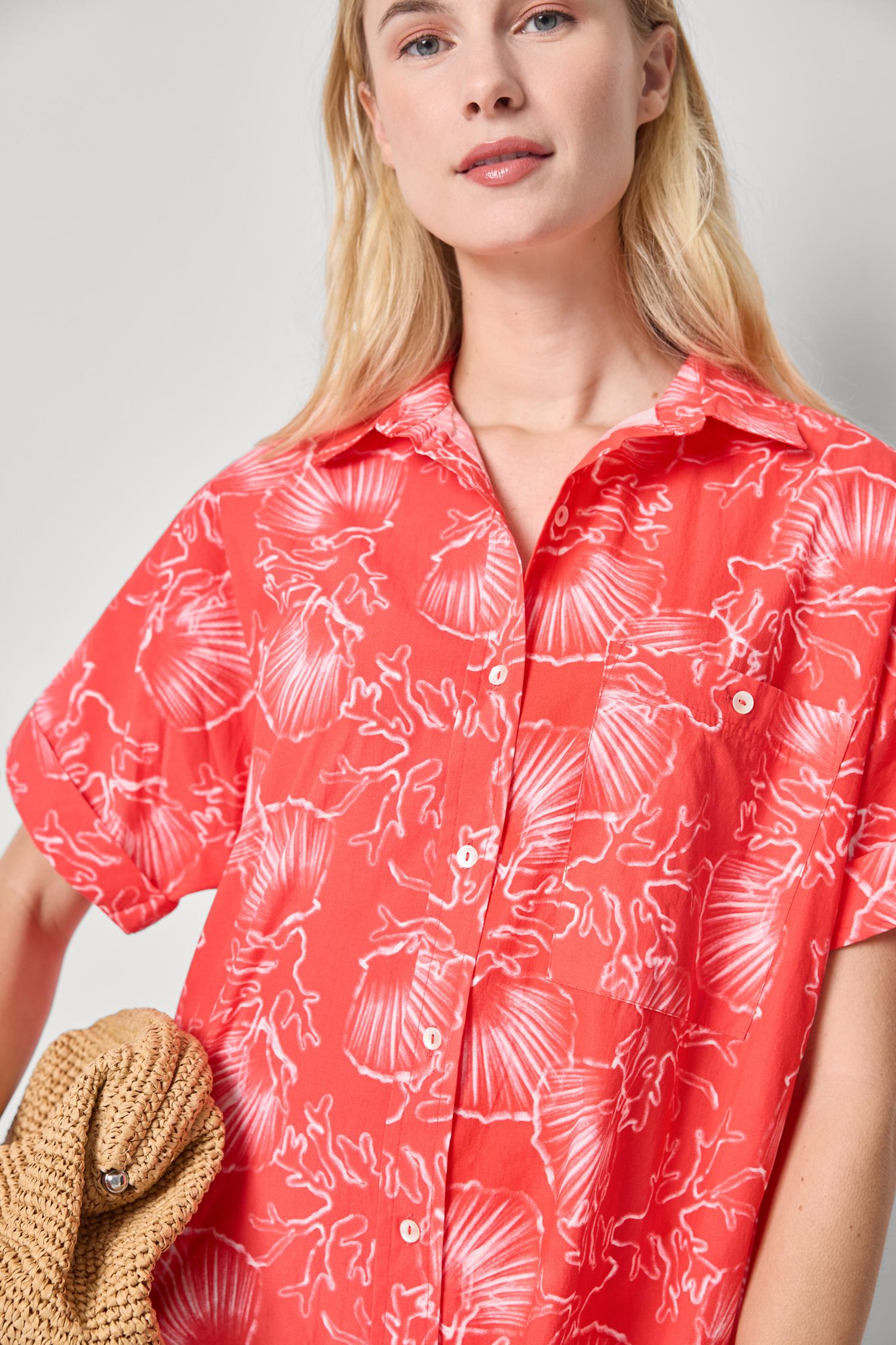 Lilla P Poplin Dolman Shirt Dress Zinnia Print