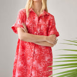 Lilla P Poplin Dolman Shirt Dress Zinnia Print