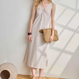 Striped Keyhole Midi Dress Bark Stripe