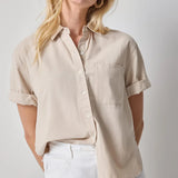 Linen Blend Boyfriend Button Down