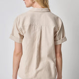 Linen Blend Boyfriend Button Down