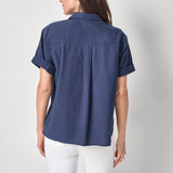 Linen Blend Boyfriend Button Down