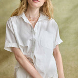 Linen Blend Boyfriend Button Down