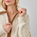 Contrast Collar Zip Cardigan