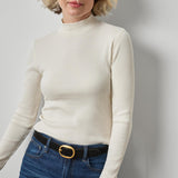 Ribbed Long Sleeve Mock Rope Cream
