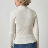 Ribbed Long Sleeve Mock Rope Cream