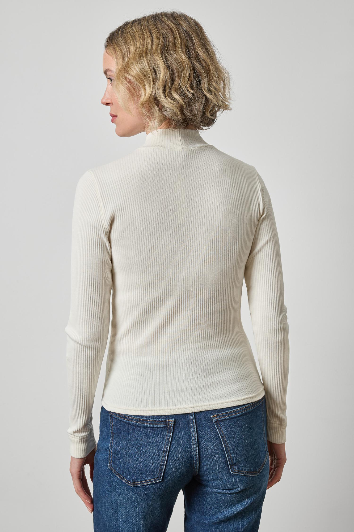 Ribbed Long Sleeve Mock Rope Cream