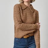 Textured Polo Sweater Hazelnut
