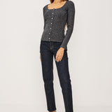 Paulina Long Sleeve Button Down Shirt Gunmetal Lurex