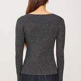 Paulina Long Sleeve Button Down Shirt Gunmetal Lurex