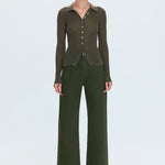 pistola denim penny wide leg jean laurel dark green color