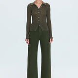 pistola denim penny wide leg jean laurel dark green color