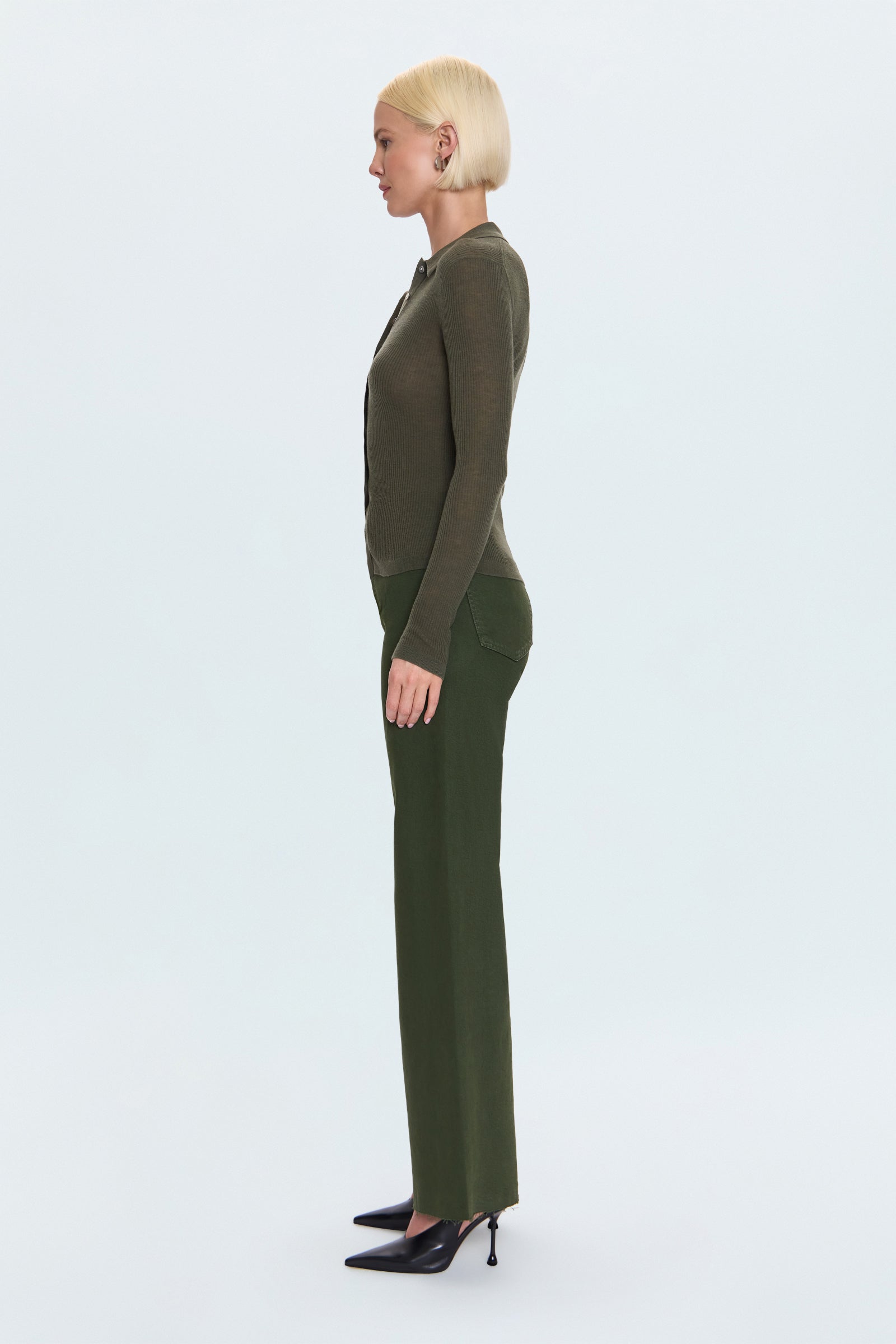 pistola denim penny wide leg jean laurel dark green color