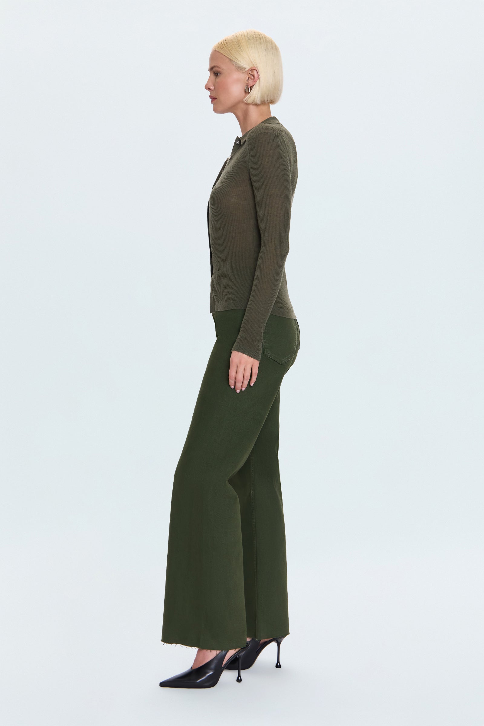 pistola denim penny wide leg jean laurel dark green color