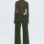 pistola denim penny wide leg jean laurel dark green color