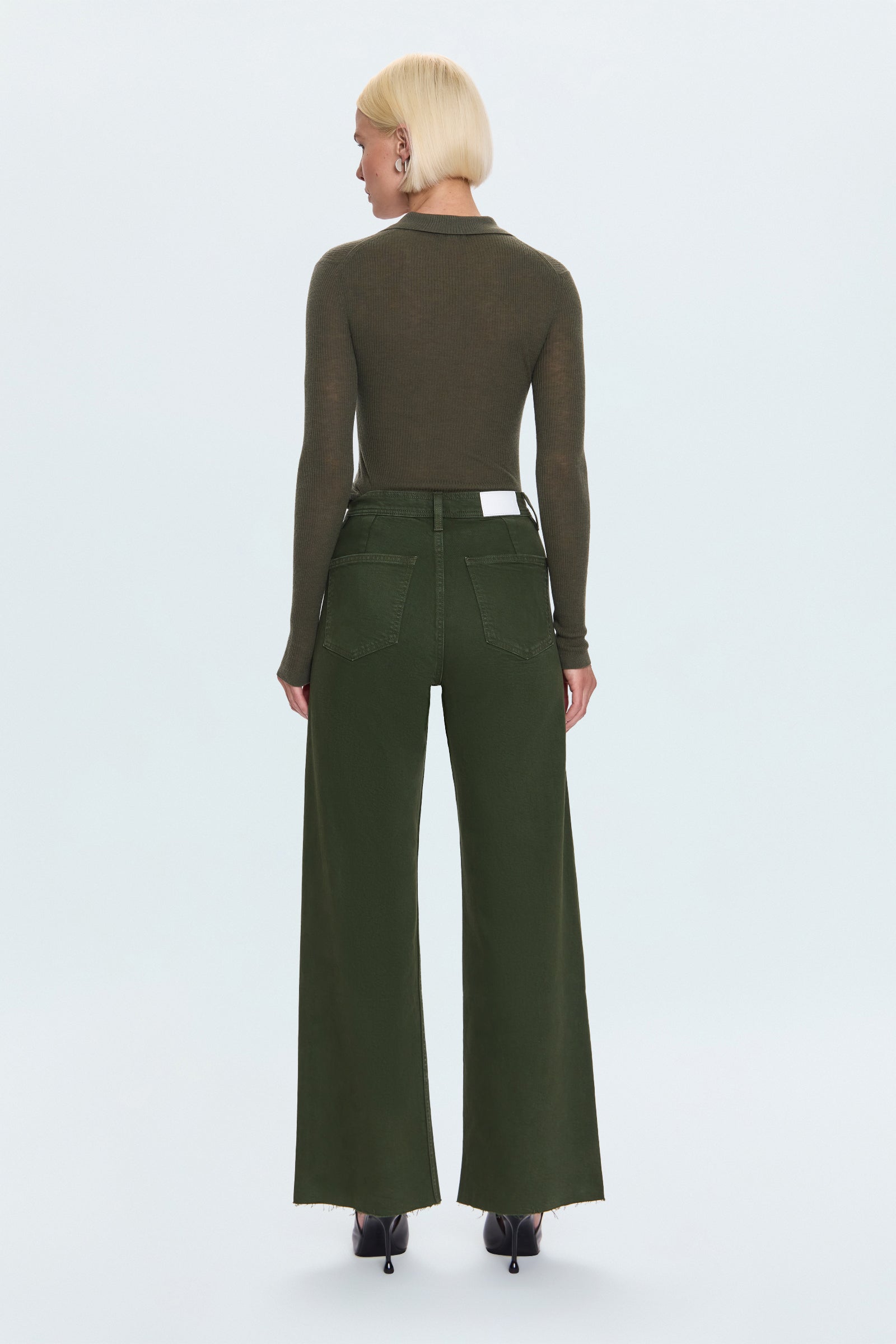 pistola denim penny wide leg jean laurel dark green color