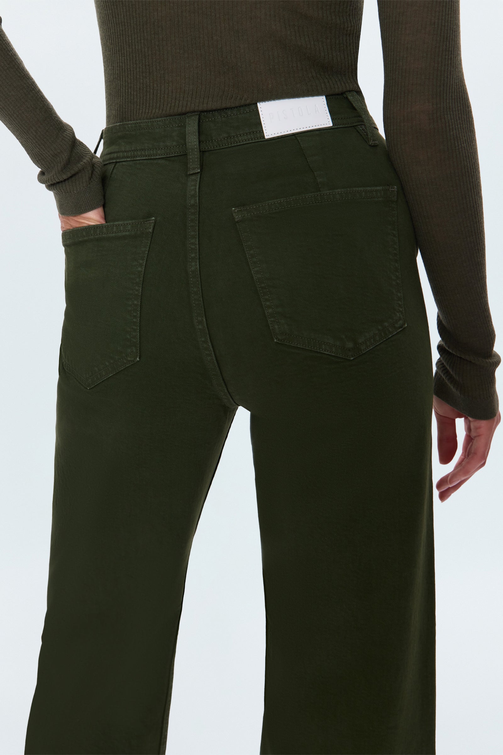 pistola denim penny wide leg jean laurel dark green color